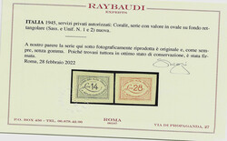 1945 Coralit valore in ovale su fondo rettangolare serie cpl. 2 ...