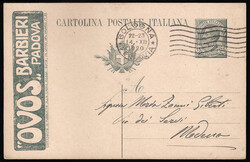 Cartolina Postale Leoni c.15 ardesia mill.19 OVOS Barbieri (R3-30) da ...