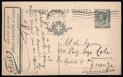 Cartolina Postale Leoni c.15 ardesia mill.20 FIAT (R3A-40) da BOLOGNA ...