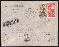 Aerogramma commerciale due porti di via aerea per l'Argentina ...