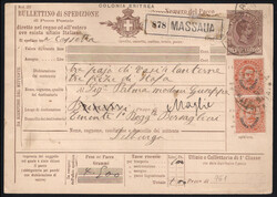 Bollettino spedizione pacchi soprastampato "Colonia Eritrea" con ...