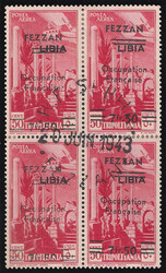 Fezzan - 1943 Posta aerea quartina F.7,50 su c.50 carminio con ...