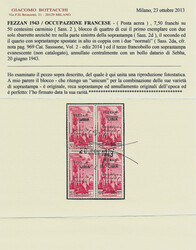 Fezzan - 1943 Posta aerea quartina F.7,50 su c.50 carminio con ...