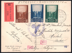 Cartolina raccomandata espresso con Opere di Carità serie cpl. 3 ...