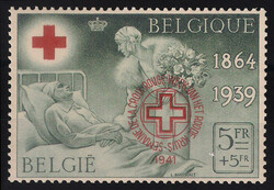 1941 Fiera Filatelica di Bruxelles fr.5 (+5) soprastampato Croce ...
