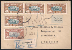 Aerogramma raccomandato da Reykjavik per la Svezia affrancato con ...