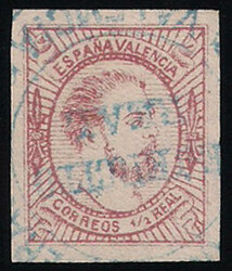 1874 Insurrezione carlista, emissione di Valencia, r.1/2 rosa II° ...