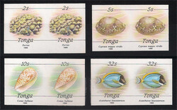 1990 Pesci e conchiglie, serie di quattro valori non dentellati in ...