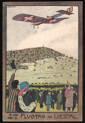 1913 Svizzera, precursore Liestal, cartolina ufficiale con vignetta ...