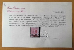 BLP - 1923 Michetti c.30 bruno arancio con soprastampa tipografica ...