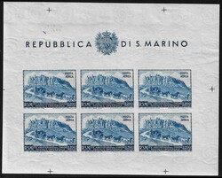 1952 Foglietto U.P.U. L.200 azzurro non dentellato (BF11) nuovo gomma ...