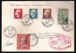 1951 Terzo Giro Aereo di Sicilia, aerogramma dal PRINCIPATO DI MONACO ...
