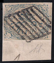 1852 baj 50 azzurro su frammentino (10) firma A.D