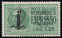 1944 Espresso L.1,25 verde con soprastampa di Genova in nero anziché ...