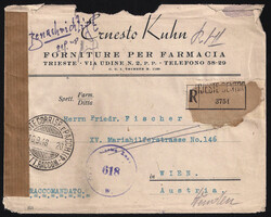 Raccomandata per l'Austria affrancata al verso con sette valori della ...