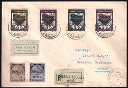 Raccomandata da RODI (EGEO) POSTA AEREA 17.2.34 a Torino affrancata ...