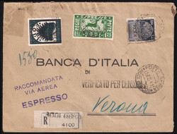 Raccomandata espresso via aerea da POSTA AEREA RODI (EGEO) 13.5.41 a ...