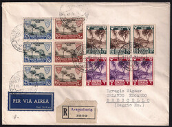 Raccomandata via aerea da MOGADISCIO CORR.PACCHI 10.8.954 affrancata ...