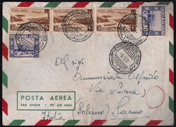 Posta Aerea tre es. c.30 bruno ocra + Soggetti Africani due es. c.6 ...