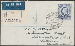 4.2.48 - Lettera raccomandata di posta aerea da Asmara per Victoria ...