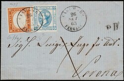 26/9/1863 - Piego di lettera da Casumaro per Verona con affrancatura ...