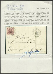 Lettera da Chieti per Casoria del 6.6.1861, affrancata co 2 gr. ...