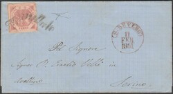 Lettera da S. Severo per Serino del 11.2.1861, affrancata con 2 gr. ...