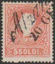 1858 - 5 s. rosso con annullo di Alzano n. 30 (p.11). Cat. € 1150 ...