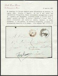 Lettera spedita senza affrancatura da Salerno il 15.7.1861 per Napoli ...