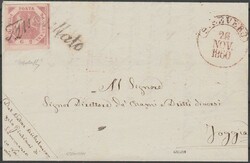 Lettera da S. Severo a Foggia affrancata con 2 gr. carminio n. 7d III ...
