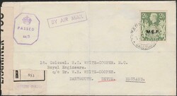 Raccomandata del 25.2.46 da Asmara per Leicester (Gran Bretagna) ...