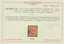 1866 - 10 c. ocra arancio “ Vittorio Emanuele II n. L.17, annullato ...