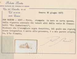 1918 - Prova in nero su carta spessa alti valori della serie “Pro ...
