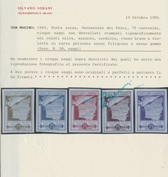 1943 - Saggi Posta aerea Ventennale dei fasci, senza filigrana e ...