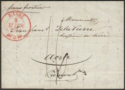 Svizzera 1834 - Lettera da Basilea per Aosta. Bollo a doppio cerchio ...