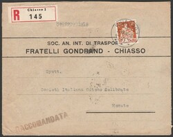 Svizzera 1940- Lettera raccomandata da Chiasso per Merate, affrancata ...