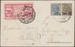 Cartolina 1925 Congresso Filatelico di Livorno con Vignetta e annulli ...