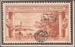 Cartolina 1925 Congresso Filatelico di Livorno con Vignetta e annulli ...