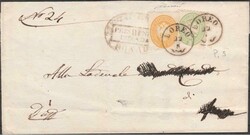 Piego di lettera da Loreo del 22.05.1865, affrancata con 2 s. giallo ...