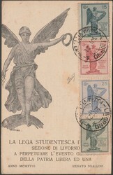 Cartolina “Lega Studentesca Italiana” affrancata con la serie ...