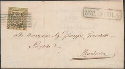 Piego di lettera da Mirandola nel ghetto di Mantova, affrancata con ...