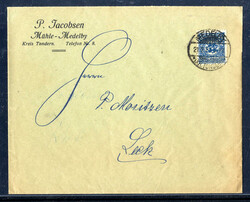 "MEDELBY (Kr. TONDERN)",  guter Stegstempel klar auf Couvert 20 Pf.  ...