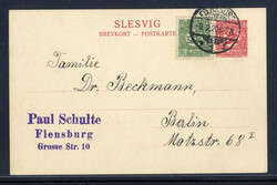 "FLENSBURG 1 f",  guter Stegstempel klar auf GA  9.2.20 nach Berlin