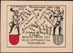 Weiden  W-8480,  Studentika-Karte  "Absolvia Minor 1931"  I-II