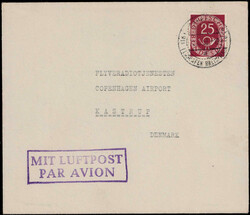 25 Pf. Posthorn als EF. auf portogerechtem Lupo.-Auslandsbrief 1953 ...