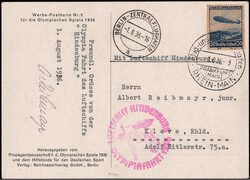 983520: Zeppelin, Zeppelinpost LZ129, Olympiafahrt