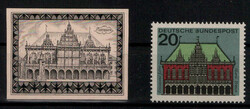 20 Pf. Rathaus Bremen,  seltener ungezähnter Probedruck auf ...
