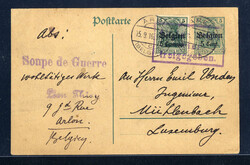 "AREL".  Stegstempel zweimal nebst violettem Zensur R3 und L1  "SOUPE ...