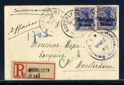 25 C. Germania (2 als MEF. auf Reco.-Zensur-Auslandsbrief mit ...