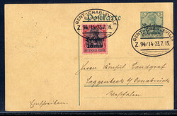 "GENT - CHARLEVILLE Z. 94 / 14",  Bahnpost-Ovalstempel zweimal klar ...